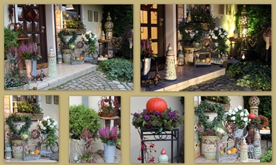 Herbstdeko bei der Haustür