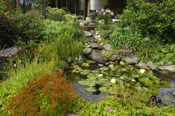 Wassertreppe mit Teich